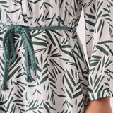 SKATER FLUTER DRESS WITH BELT TIE - GREEN - JMOJO - Women's Dresses