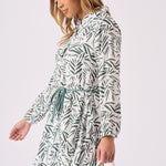 SKATER FLUTER DRESS WITH BELT TIE - GREEN - JMOJO - Women's Dresses