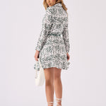 SKATER FLUTER DRESS WITH BELT TIE - GREEN - JMOJO - Women's Dresses