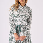 SKATER FLUTER DRESS WITH BELT TIE - GREEN - JMOJO - Women's Dresses