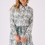 SKATER FLUTER DRESS WITH BELT TIE - GREEN - JMOJO - Women's Dresses
