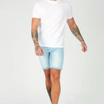 SKINNY DENIM SHORTS - LIGHT BLUE WASH - JMOJO - Men's Denim Shorts