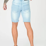 SKINNY DENIM SHORTS - LIGHT BLUE WASH - JMOJO - Men's Denim Shorts