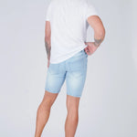SKINNY DENIM SHORTS - LIGHT BLUE WASH - JMOJO - Men's Denim Shorts