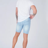 SKINNY DENIM SHORTS - LIGHT BLUE WASH - JMOJO - Men's Denim Shorts