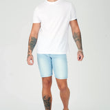 SKINNY DENIM SHORTS - LIGHT BLUE WASH - JMOJO - Men's Denim Shorts