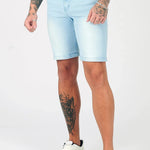 SKINNY DENIM SHORTS - LIGHT BLUE WASH - JMOJO - Men's Denim Shorts