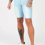 SKINNY DENIM SHORTS - LIGHT BLUE WASH - JMOJO - Men's Denim Shorts