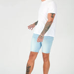SKINNY DENIM SHORTS - LIGHT BLUE WASH - JMOJO - Men's Denim Shorts