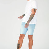 SKINNY DENIM SHORTS - LIGHT BLUE WASH - JMOJO - Men's Denim Shorts