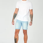 SKINNY DENIM SHORTS - LIGHT BLUE WASH - JMOJO - Men's Denim Shorts