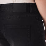 slim fit black wash jeans seated view stretch comfort