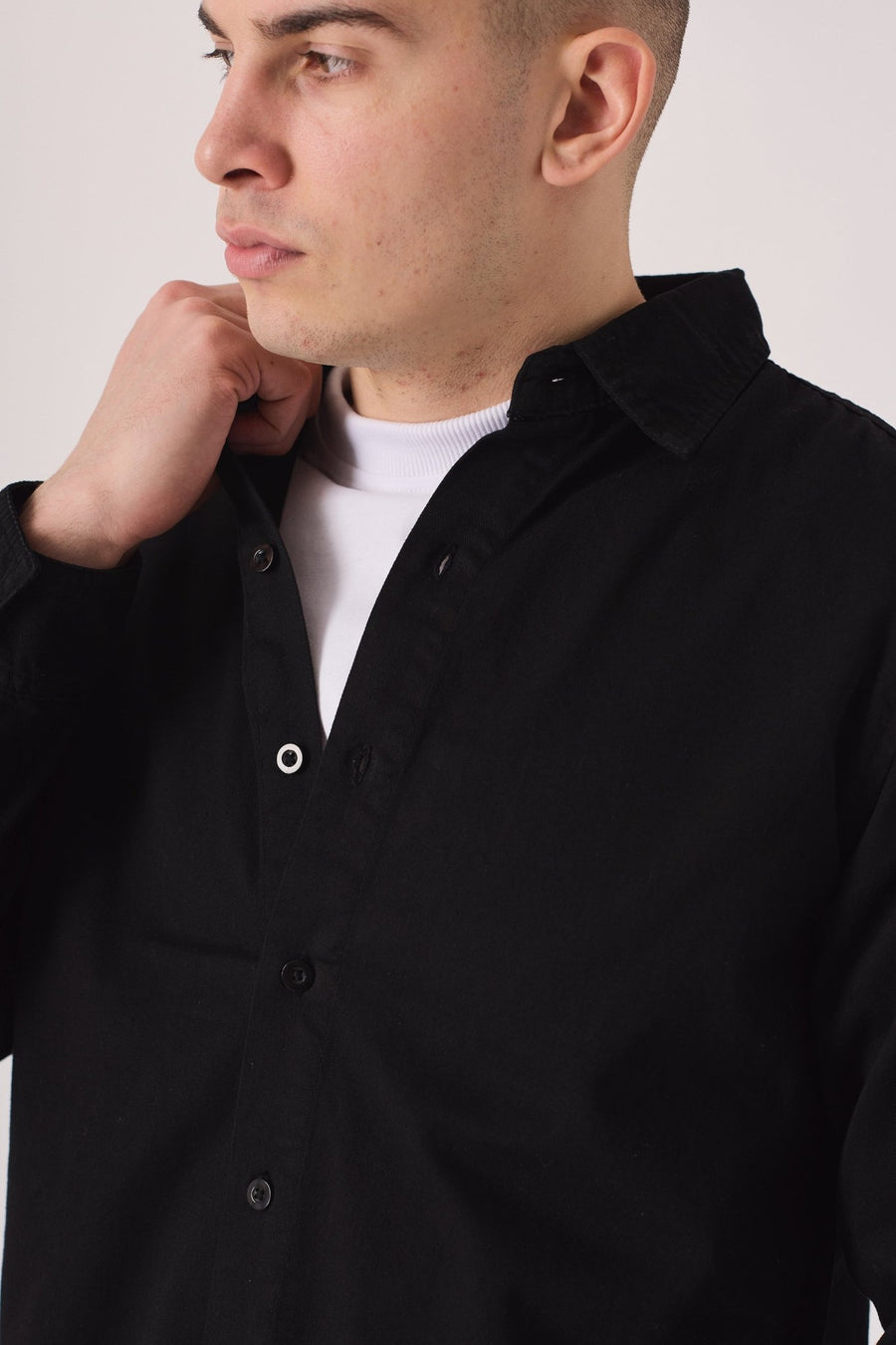 SLIM FIT DENIM SHIRT - BLACK - JMOJO - Men's Denim Shirts