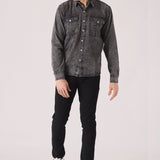 SLIM FIT DENIM SHIRT - GREY ACID WASH - JMOJO - Men's Denim Shirts