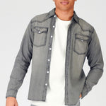 SLIM FIT DENIM SHIRT - GREY WASH - JMOJO - Men's Denim Shirts