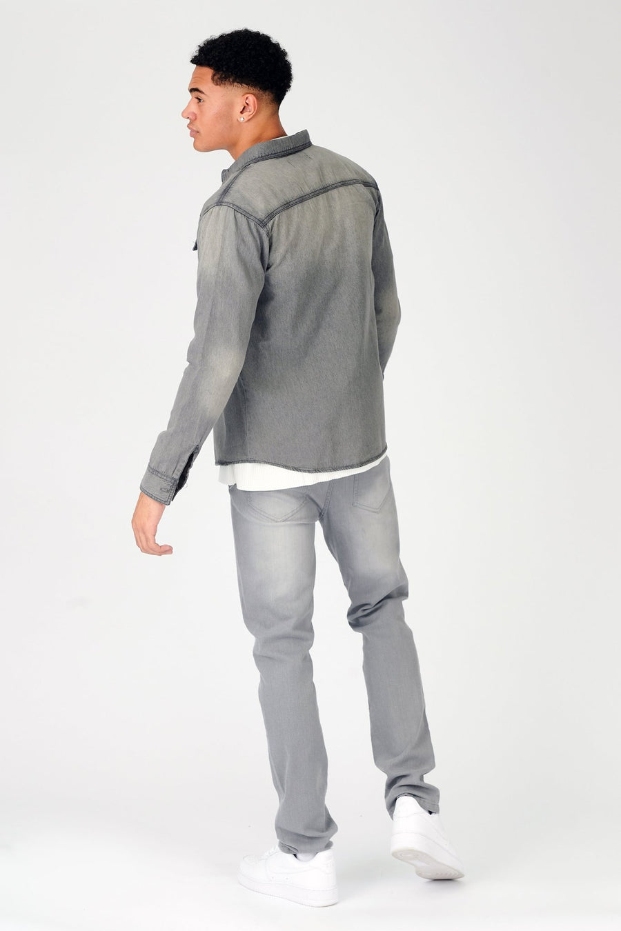 SLIM FIT DENIM SHIRT - GREY WASH - JMOJO - Men's Denim Shirts