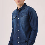 SLIM FIT DENIM SHIRT - INDIGO BLUE WASH - JMOJO - Men's Denim Shirts