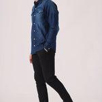 SLIM FIT DENIM SHIRT - INDIGO BLUE WASH - JMOJO - Men's Denim Shirts