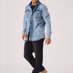 SLIM FIT DENIM SHIRT - LIGHT BLUE ACID WASH - JMOJO - Men's Denim Shirts