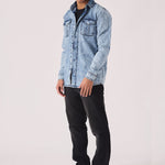 SLIM FIT DENIM SHIRT - LIGHT BLUE ACID WASH - JMOJO - Men's Denim Shirts