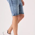 SLIM FIT DENIM SHORTS - BLUE ACID WASH - JMOJO - Men's Denim Shorts