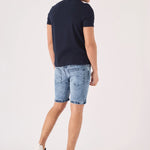 SLIM FIT DENIM SHORTS - BLUE ACID WASH - JMOJO - Men's Denim Shorts