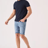 SLIM FIT DENIM SHORTS - BLUE ACID WASH - JMOJO - Men's Denim Shorts