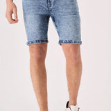 SLIM FIT DENIM SHORTS - BLUE ACID WASH - JMOJO - Men's Denim Shorts