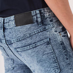 SLIM FIT DENIM SHORTS - BLUE ACID WASH - JMOJO - Men's Denim Shorts