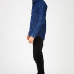 SLIM FIT GRANDAD COLLAR DENIM SHIRT - INDIGO BLUE - JMOJO - Men's Denim Shirts