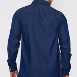 SLIM FIT LONGLINE DENIM SHIRT - DARK BLUE - JMOJO - Men's Denim Shirts