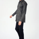 SLIM FIT RIPPED DENIM SHIRT - CHARCOAL - JMOJO - Men's Denim Shirts