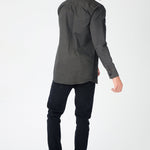 SLIM FIT RIPPED DENIM SHIRT - CHARCOAL - JMOJO - Men's Denim Shirts