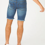 SLIM FIT RIPPED DENIM SHORTS - LIGHT BLUE - JMOJO - Men's Denim Shorts