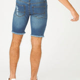 SLIM FIT RIPPED DENIM SHORTS - LIGHT BLUE - JMOJO - Men's Denim Shorts