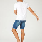 SLIM FIT RIPPED DENIM SHORTS - LIGHT BLUE - JMOJO - Men's Denim Shorts