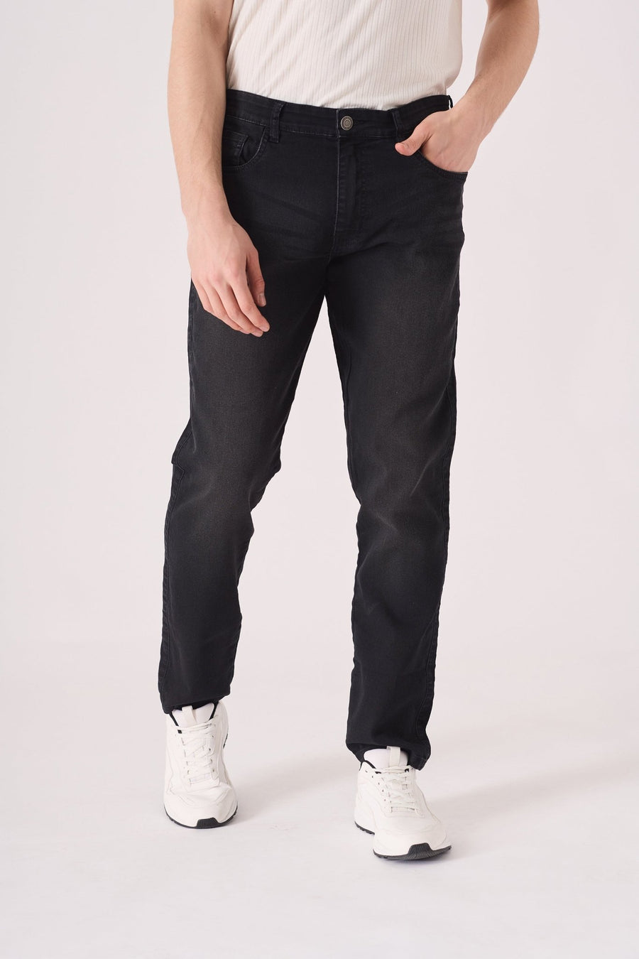 SLIM FIT STRETCH JEANS - BLACK - JMOJO - Men's Skinny Jeans