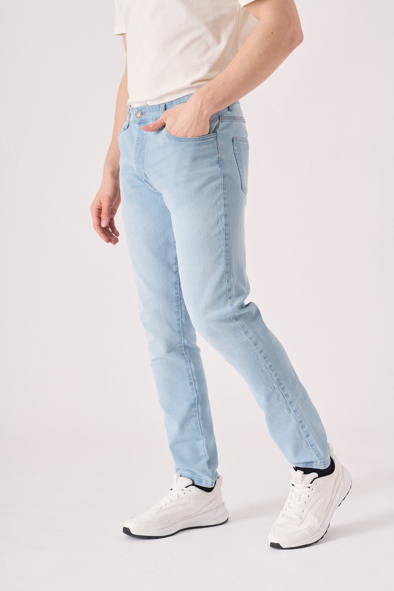 SLIM FIT STRETCH JEANS - LIGHT BLUE - JMOJO - Men's Skinny Jeans