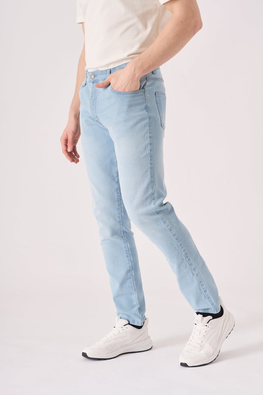 SLIM FIT STRETCH JEANS - LIGHT BLUE - JMOJO - Men's Skinny Jeans