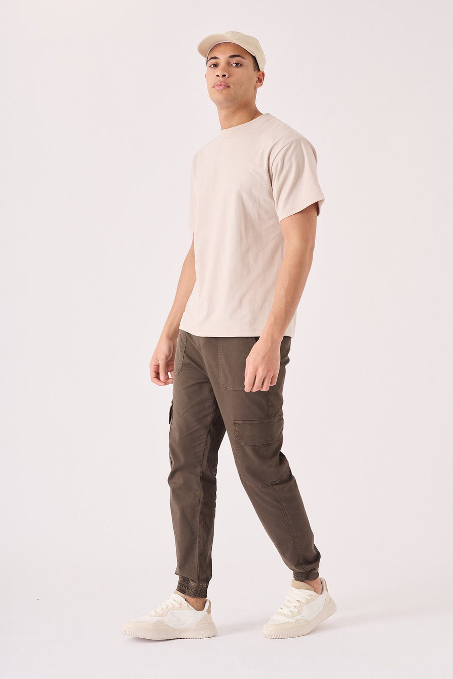 SLIM STRETCH CARGO TROUSERS - DARK BROWN - JMOJO - Men's Cargo Trouser