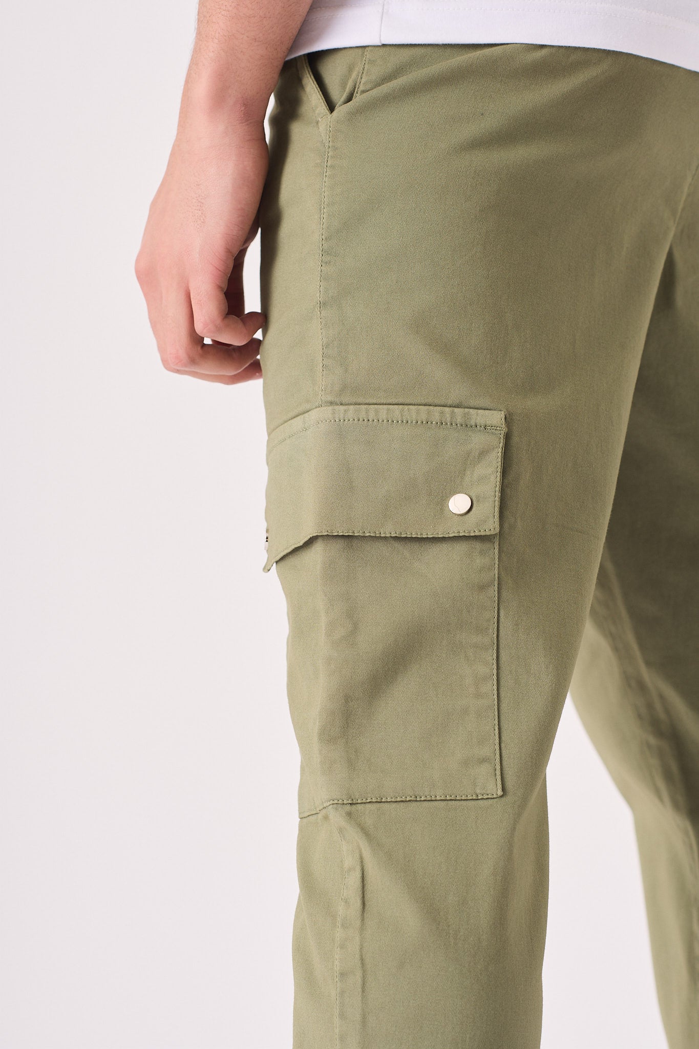 SLIM STRETCH CARGO TROUSERS - OLIVE GREEN - JMOJO - Men's Cargo Trouser
