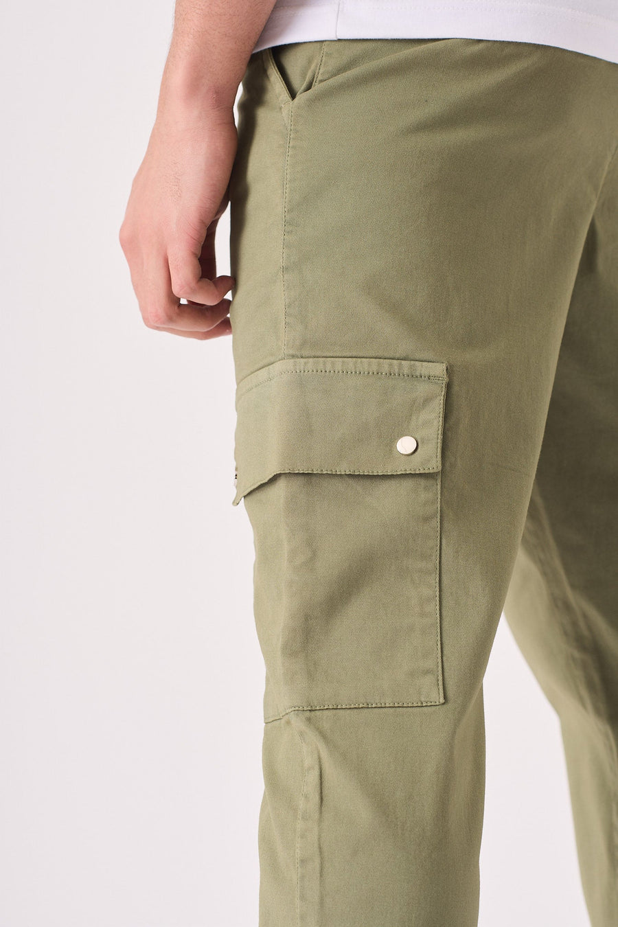 SLIM STRETCH CARGO TROUSERS - OLIVE GREEN - JMOJO - Men's Cargo Trouser