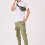 SLIM STRETCH CARGO TROUSERS - OLIVE GREEN - JMOJO - Men's Cargo Trouser