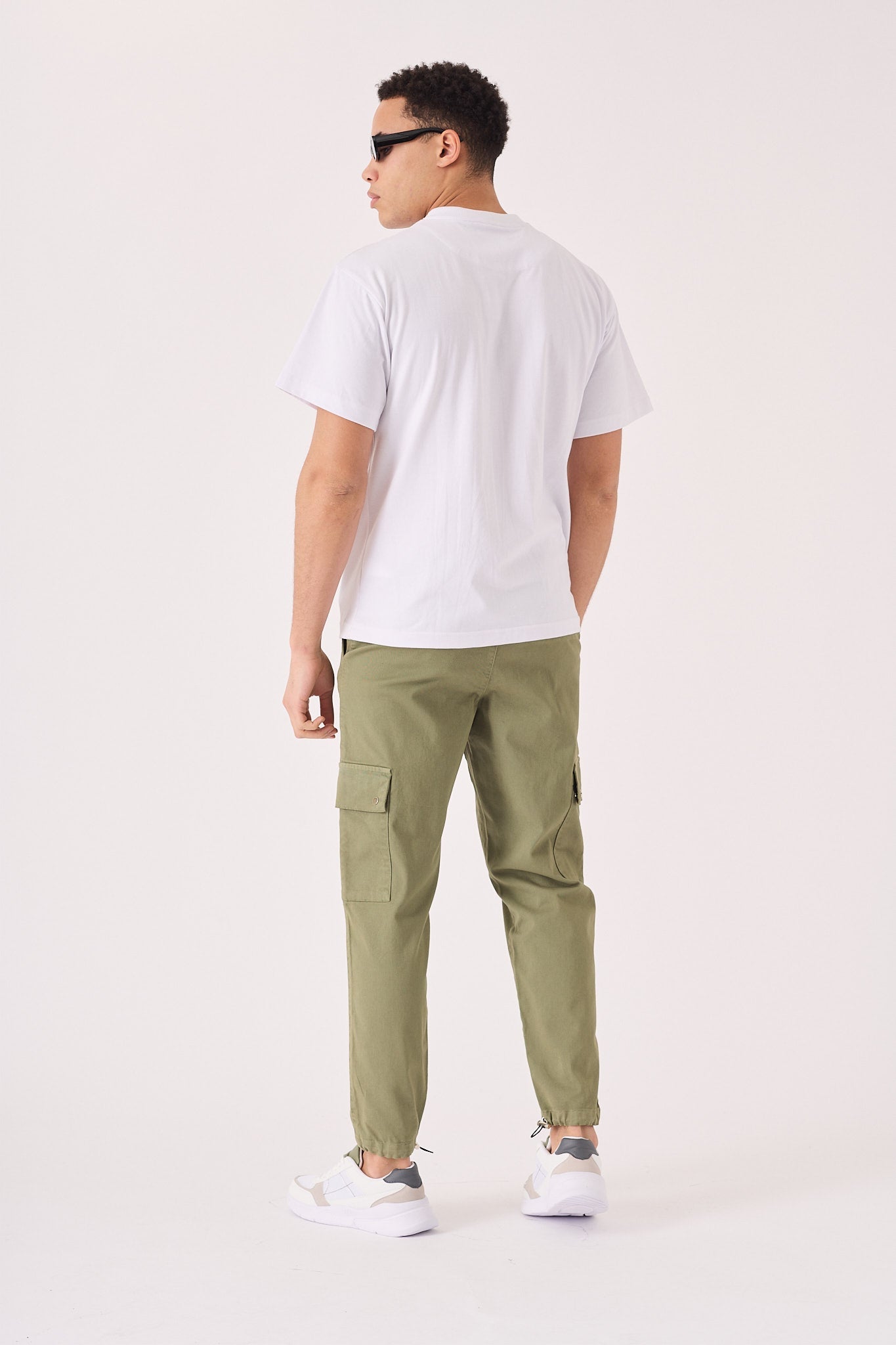 SLIM STRETCH CARGO TROUSERS - OLIVE GREEN - JMOJO - Men's Cargo Trouser