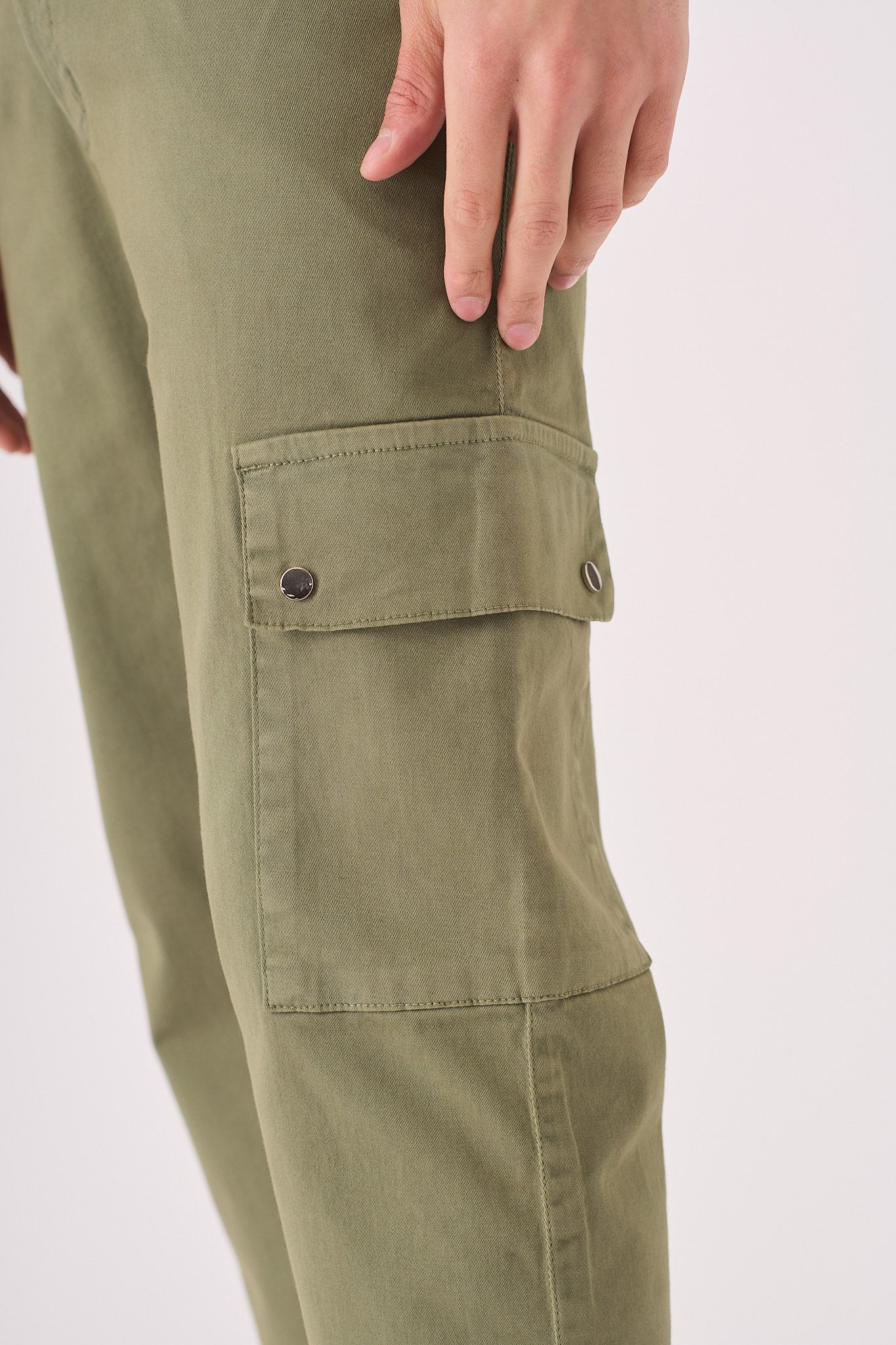 SLIM STRETCH CARGO TROUSERS - OLIVE GREEN - JMOJO - Men's Cargo Trouser