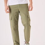 SLIM STRETCH CARGO TROUSERS - OLIVE GREEN - JMOJO - Men's Cargo Trouser