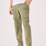 SLIM STRETCH CARGO TROUSERS - OLIVE GREEN - JMOJO - Men's Cargo Trouser