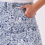 SPECKLE PRINTED DENIM SKIRT - BLUE - JMOJO - Women's Printed Denim Skirts