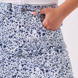 SPECKLE PRINTED DENIM SKIRT - BLUE - JMOJO - Women's Printed Denim Skirts