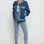 Stone Oversized Denim Jacket – Mid Blue - JMOJO - Women's Oversize denim Jacket